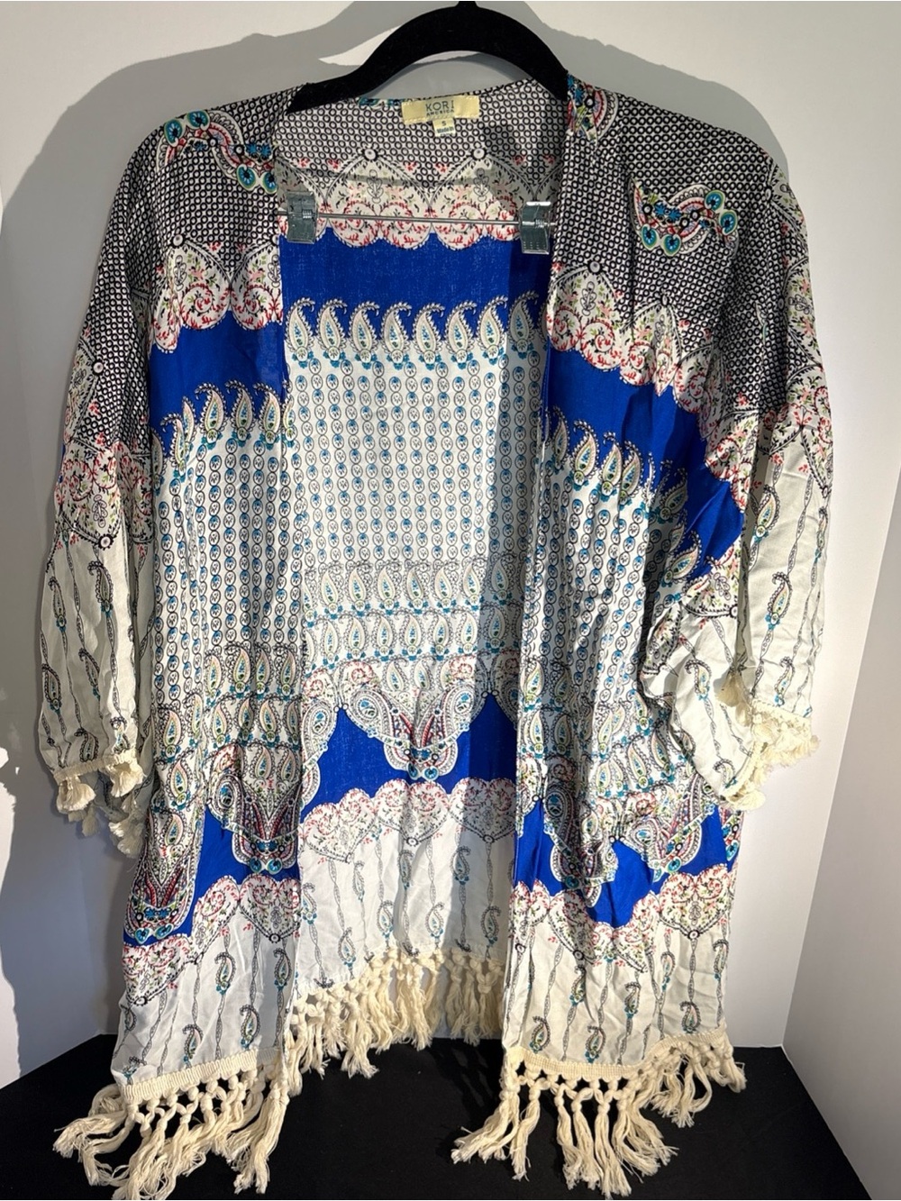 Kori Blue White Printed Paisley Tunic